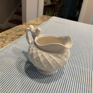 Vintage Grace's Teaware Porcelain White Embossed Creamer with Bird design